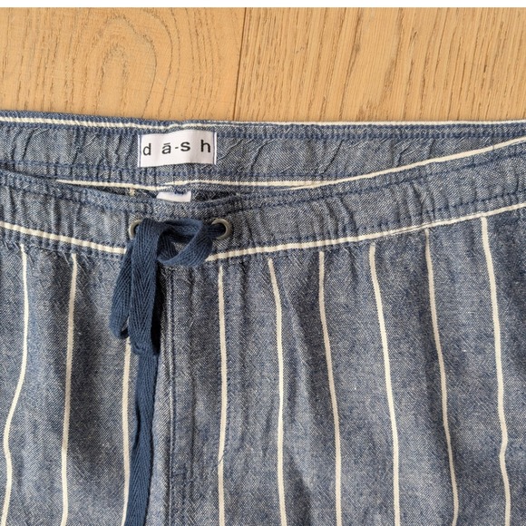 Dash Women's Striped Linen Blend wide leg Cropped Capri pull on‎ Pants Size L - Picture 2 of 10